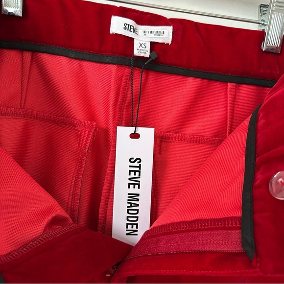 Steve Madden Red Velvet Flare Leg Pants XS Stretch High Rise NWT Romantic Fairy - Picture 12 of 14